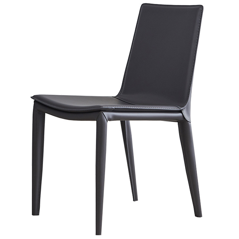 Стул с кожаной обивкой Elbert Chair Grey Серый Серый Стул с кожаной обивкой Elbert Chair Grey Серый Серый во Владивостоке | Loft Concept