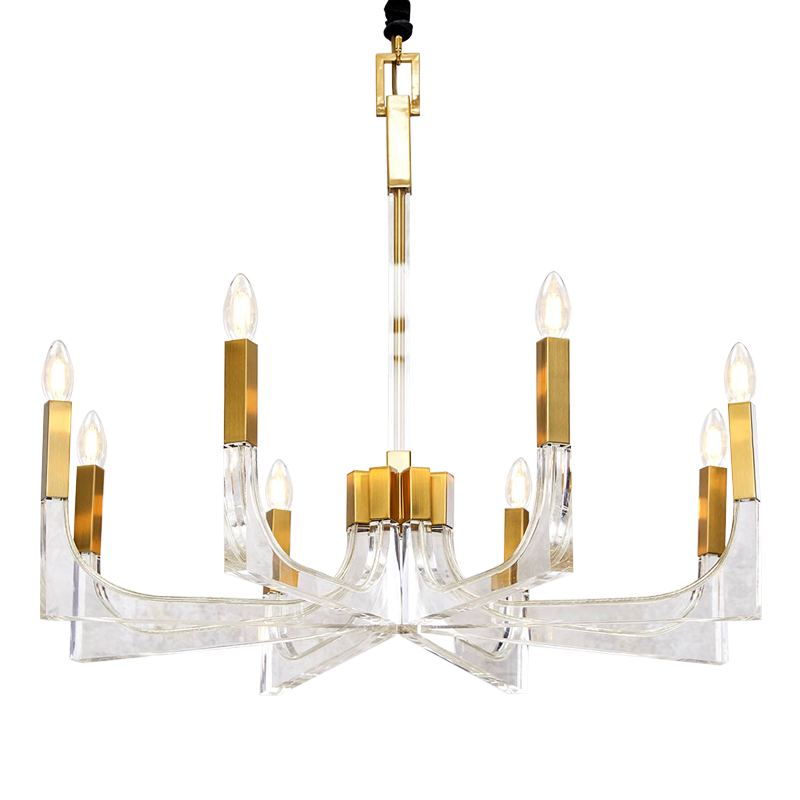 Люстра акриловая Acrylic Chandelier Золотой Прозрачный Люстра акриловая Acrylic Chandelier Золотой Прозрачный во Владивостоке | Loft Concept