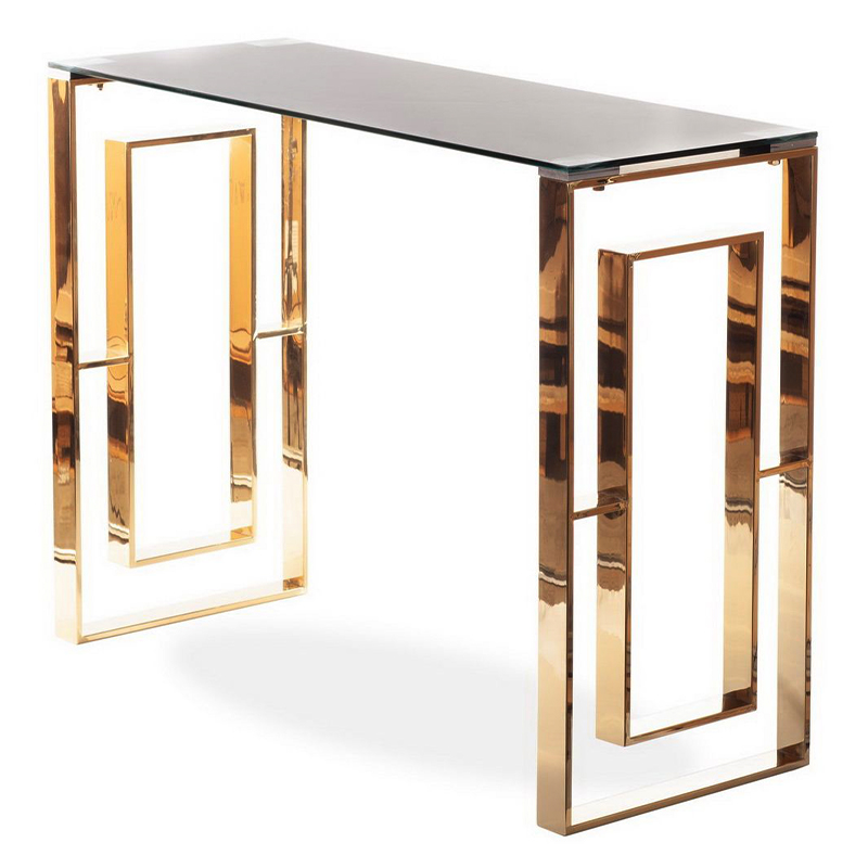 Консоль Milan II Console Золотой Прозрачное Стекло Консоль Milan II Console Золотой Прозрачное Стекло во Владивостоке | Loft Concept