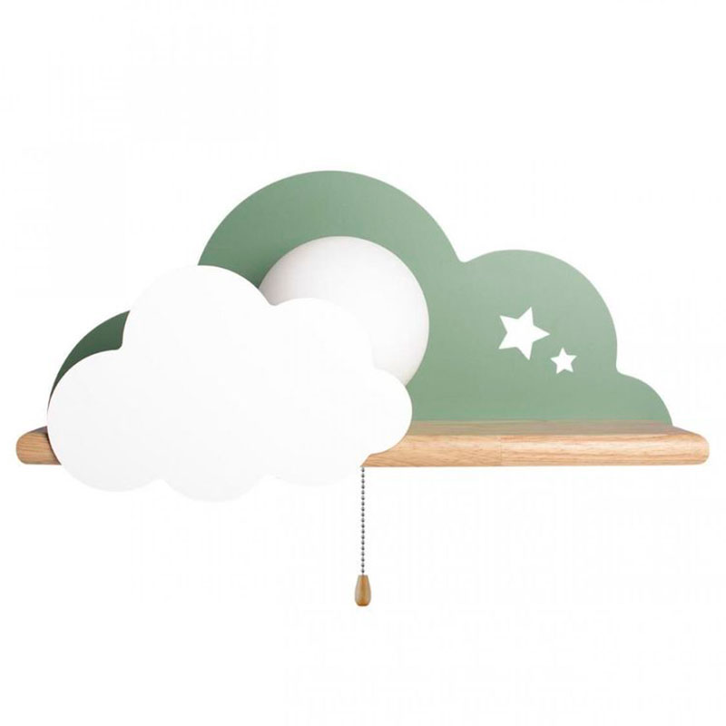 Бра с полкой зелёное Облако Wall Lamp Green Cloud Зеленый Древесина Бра с полкой зелёное Облако Wall Lamp Green Cloud Зеленый Древесина во Владивостоке | Loft Concept