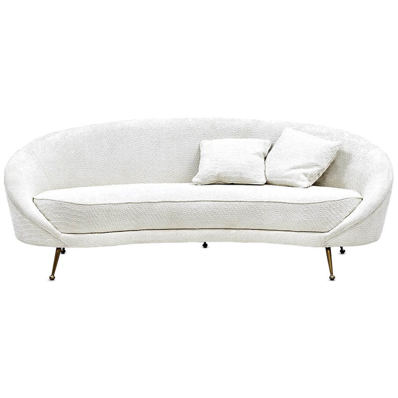 Диван с обивкой из ткани букле Manuel Sofa Белый Белый Латунь Диван с обивкой из ткани букле Manuel Sofa Белый Белый Латунь во Владивостоке | Loft Concept