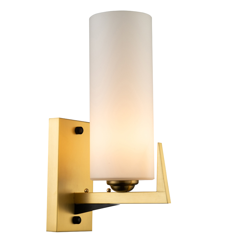 Бра Benoit Sconce Латунь Белое матовое стекло Черный Бра Benoit Sconce Латунь Белое матовое стекло Черный во Владивостоке | Loft Concept