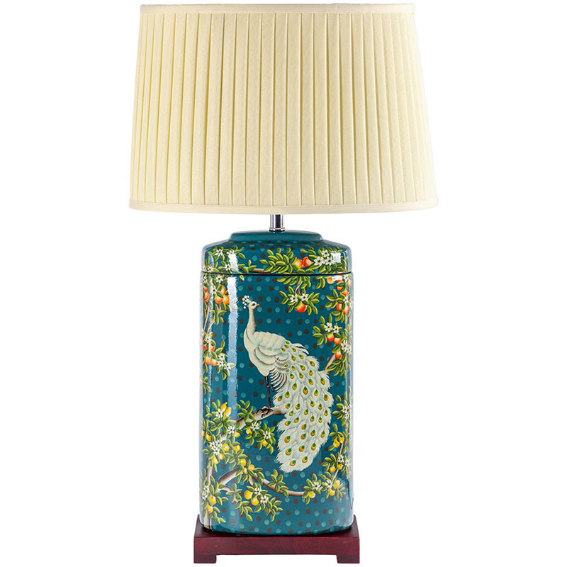 Настольная лампа White Peacock Lampshade Изумрудный Бежевый Мульти во Владивостоке | Loft Concept 