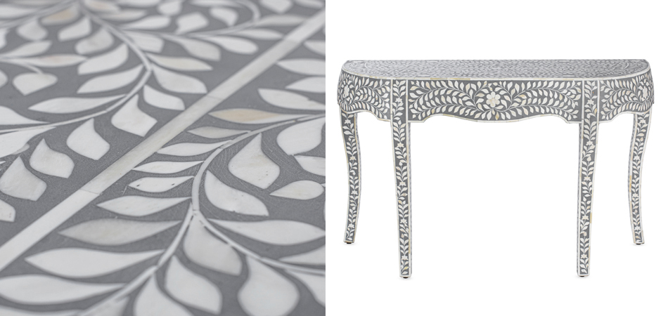 Консоль серый орнамент отделка кость BONE INLAY CONSOL TABLE Консоль серый орнамент отделка кость BONE INLAY CONSOL TABLE - Loft-Concept во Владивостоке