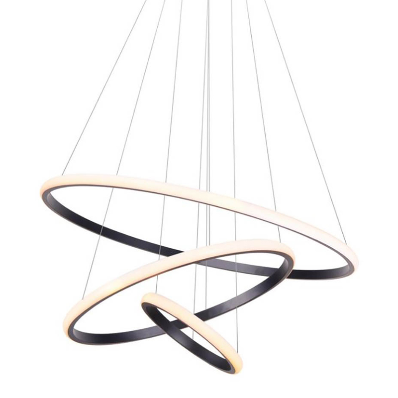 Люстра Ring Horizontal Trio black 60+40+20 Черный Белый во Владивостоке | Loft Concept 