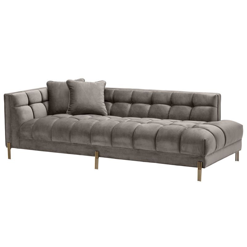 Кушетка Eichholtz Lounge Sofa Sienna Left Серый Матовая латунь Кушетка Eichholtz Lounge Sofa Sienna Left Серый Матовая латунь во Владивостоке | Loft Concept