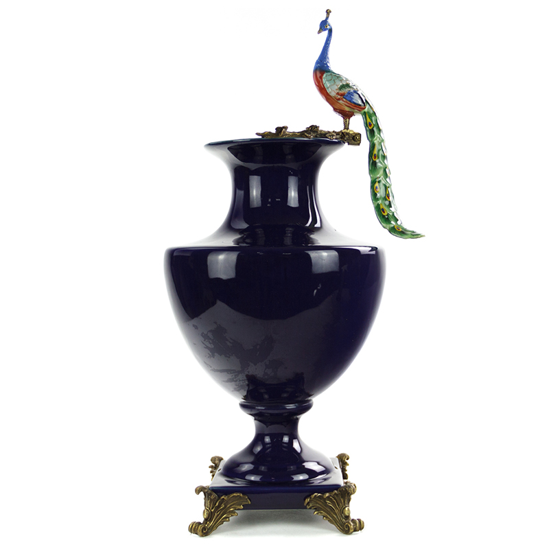Ваза Selenia Blue Vase Peacock Темно-синий Бронза Ваза Selenia Blue Vase Peacock Темно-синий Бронза во Владивостоке | Loft Concept