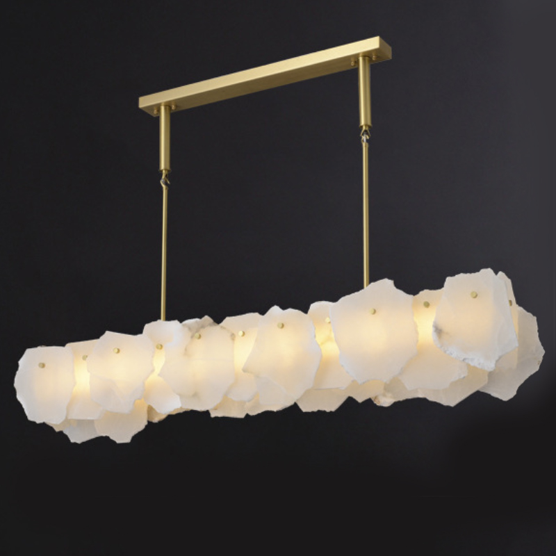 Люстра Lucretia Marble Rectangular Chandelier Латунь Белый Мрамор Bianco Люстра Lucretia Marble Rectangular Chandelier Латунь Белый Мрамор Bianco во Владивостоке | Loft Concept