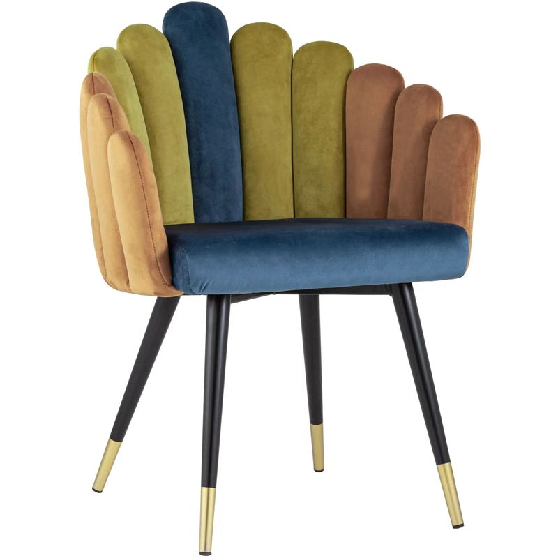 Стул Camellia Chair Синий и Карамельный Велюр Синий Карамель Черный Оливковый во Владивостоке | Loft Concept 