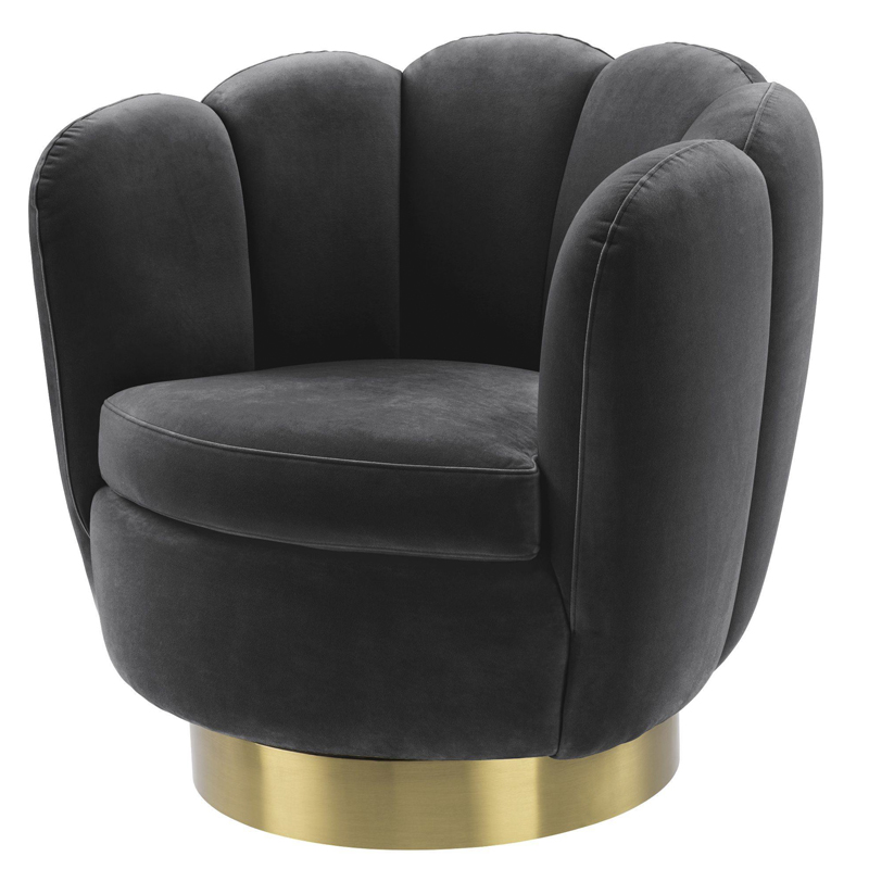 Кресло Eichholtz Swivel Chair Mirage dark grey Серый Матовая латунь Кресло Eichholtz Swivel Chair Mirage dark grey Серый Матовая латунь во Владивостоке | Loft Concept