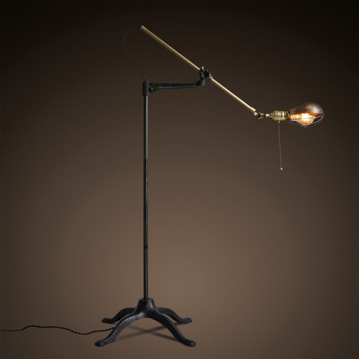 Напольный светильник Steampunk Extension Pole Floor Латунь Черный во Владивостоке | Loft Concept 