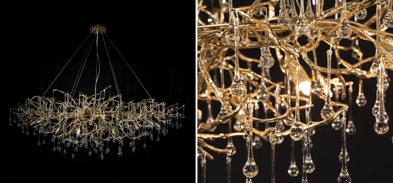 Люстра Crystal Drops bright Gold - фото №1