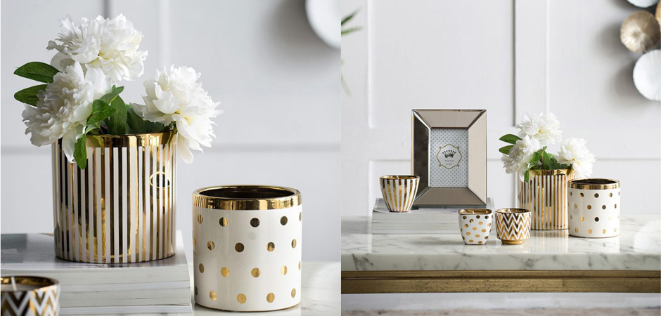Ваза Gold & White Stripes Ваза Gold & White Stripes - Loft-Concept во Владивостоке