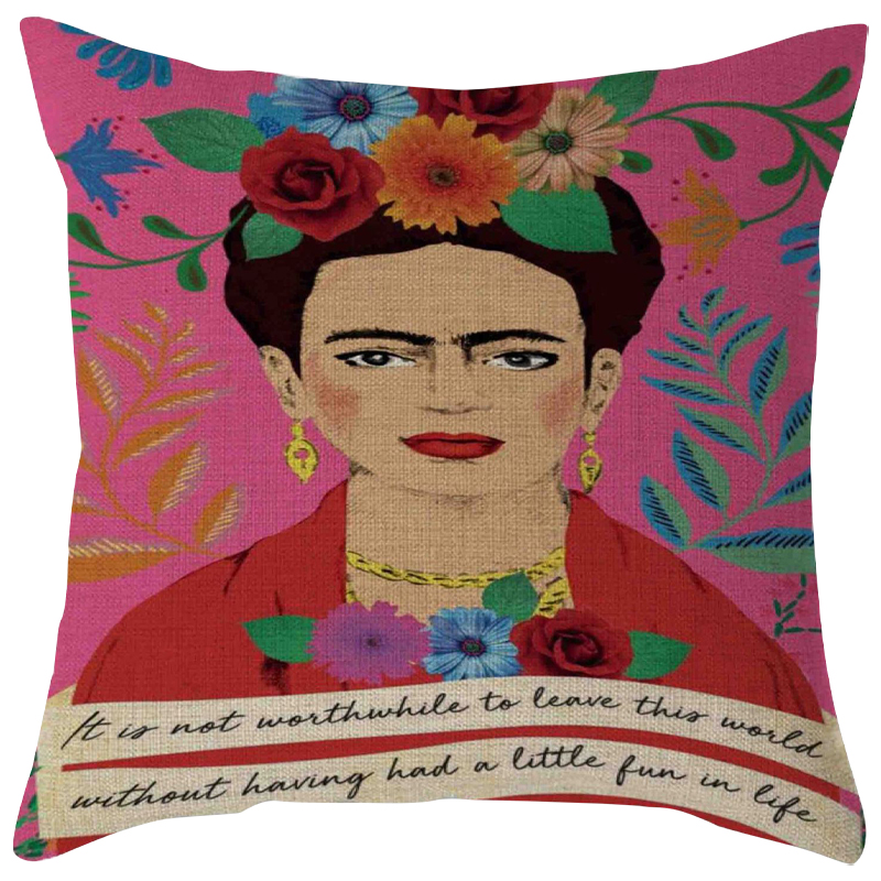 Декоративная подушка Frida Kahlo 16 Розовый Мульти Декоративная подушка Frida Kahlo 16 Розовый Мульти во Владивостоке | Loft Concept