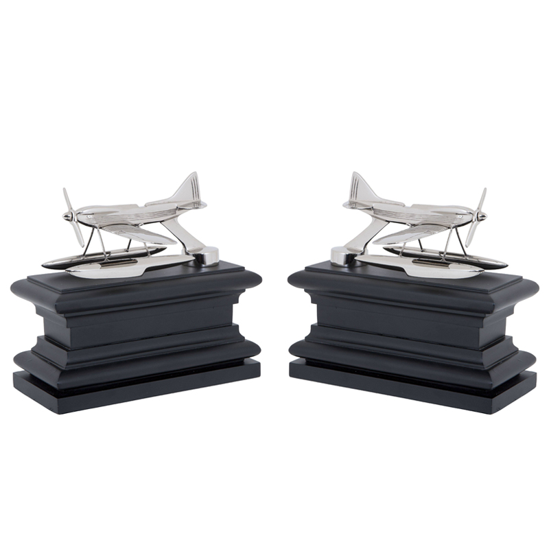 Держатель для книг Eichholtz Bookend Hydroplane set of 2 Nickel Никель Черный Держатель для книг Eichholtz Bookend Hydroplane set of 2 Nickel Никель Черный во Владивостоке | Loft Concept