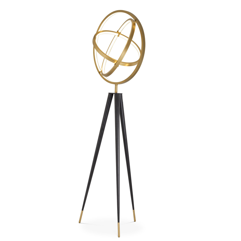 Торшер Eichholtz Floor Lamp Cassini Латунь Античная полированная Черный во Владивостоке | Loft Concept 