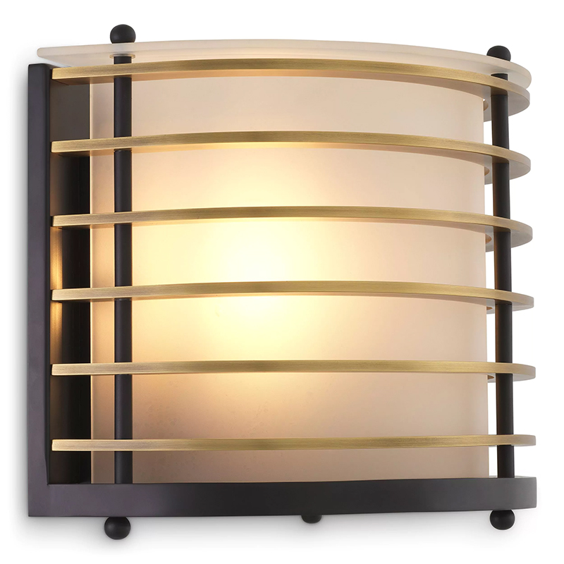 Бра Eichholtz Wall Lamp Logan Черный Латунь Белое матовое стекло Бра Eichholtz Wall Lamp Logan Черный Латунь Белое матовое стекло во Владивостоке | Loft Concept