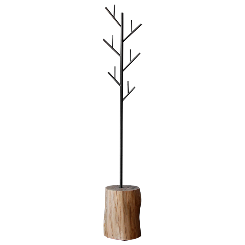 Вешалка Metal Branches and Stump Floor Hanger Black Черный Светлый дуб Вешалка Metal Branches and Stump Floor Hanger Black Черный Светлый дуб во Владивостоке | Loft Concept