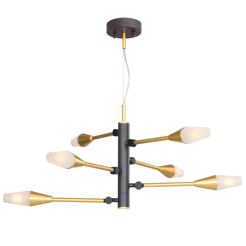 Люстра Paulette Chandelier Латунь Серый Белое матовое стекло Люстра Paulette Chandelier Латунь Серый Белое матовое стекло во Владивостоке | Loft Concept