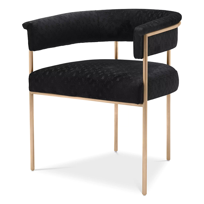 Стул Philipp Plein Dining Chair Monogram Чёрный Черный Золотой Стул Philipp Plein Dining Chair Monogram Чёрный Черный Золотой во Владивостоке | Loft Concept