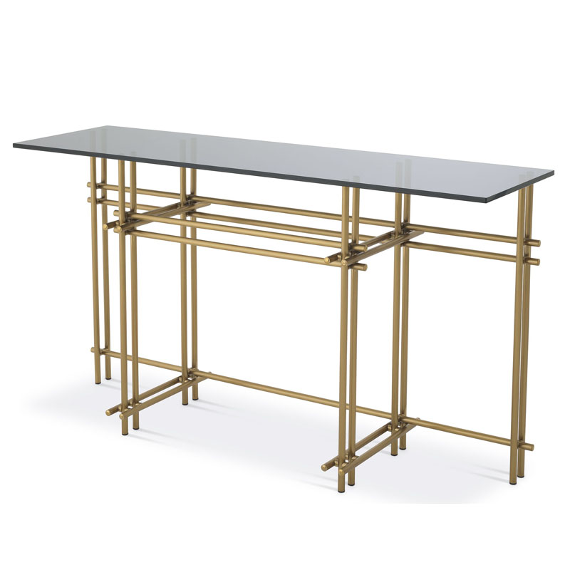 Консоль Eichholtz CONSOLE TABLE QUINN Латунь Стекло Смок Консоль Eichholtz CONSOLE TABLE QUINN Латунь Стекло Смок во Владивостоке | Loft Concept