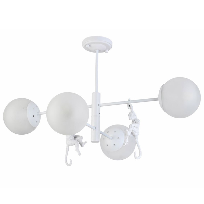 Потолочная люстра Hanging Monkey 4 lamp Белый Потолочная люстра Hanging Monkey 4 lamp Белый во Владивостоке | Loft Concept