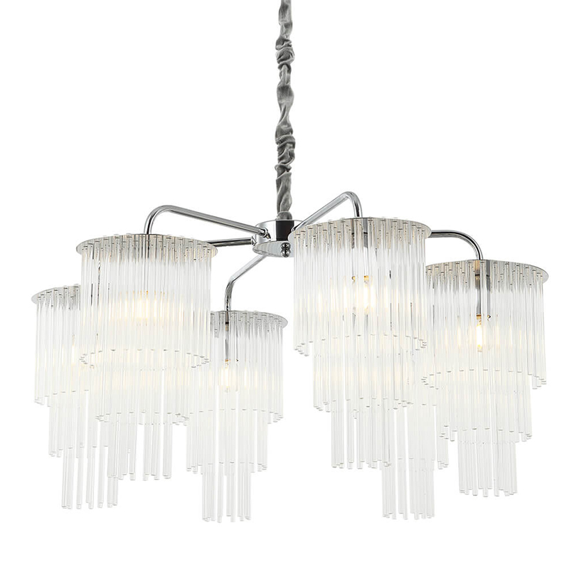 Люстра Harrison Chandelier chrome 6 lamp Хром Прозрачный Люстра Harrison Chandelier chrome 6 lamp Хром Прозрачный во Владивостоке | Loft Concept
