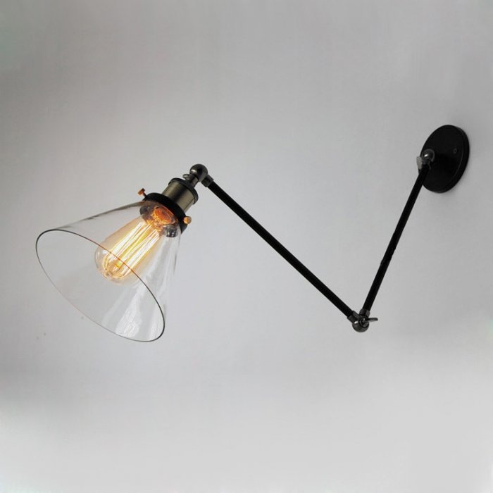 Бра Gloce Cone Shade Loft Industrial Glass Черный Бра Gloce Cone Shade Loft Industrial Glass Черный во Владивостоке | Loft Concept