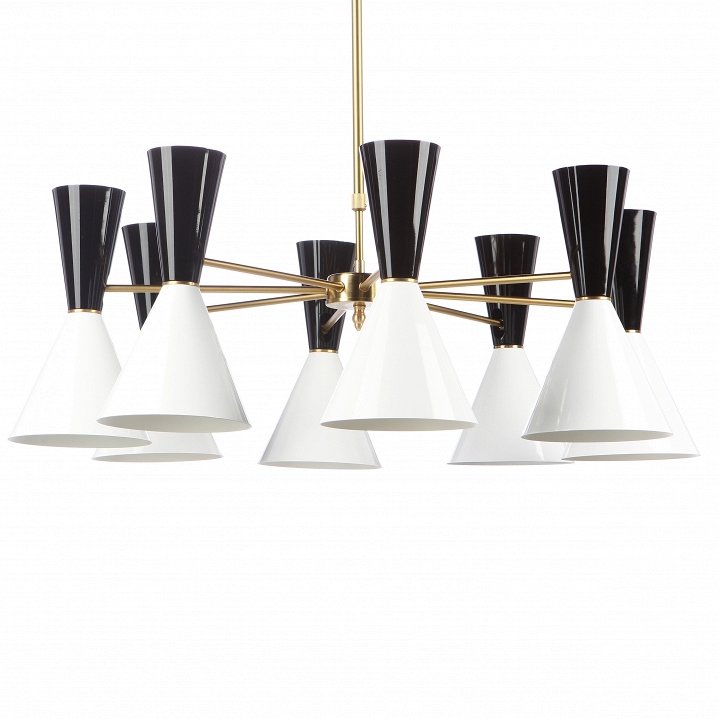 Люстра CAIRO Chandelier 8 Arm black and white Черный Белый Латунь Люстра CAIRO Chandelier 8 Arm black and white Черный Белый Латунь во Владивостоке | Loft Concept