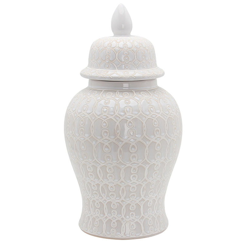 Ваза с крышкой Ceramic Beige White Ornament Vase Бежевый Белый Ваза с крышкой Ceramic Beige White Ornament Vase Бежевый Белый во Владивостоке | Loft Concept