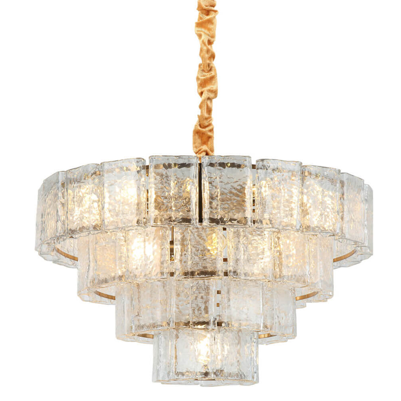 Люстра многоярусная Textured Glass Chandelier D80 Прозрачное Стекло Бронза во Владивостоке | Loft Concept 