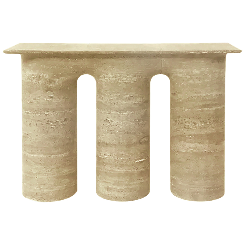 Консоль Three Columns Marble Travertine Console Песочный Коричневый Консоль Three Columns Marble Travertine Console Песочный Коричневый во Владивостоке | Loft Concept