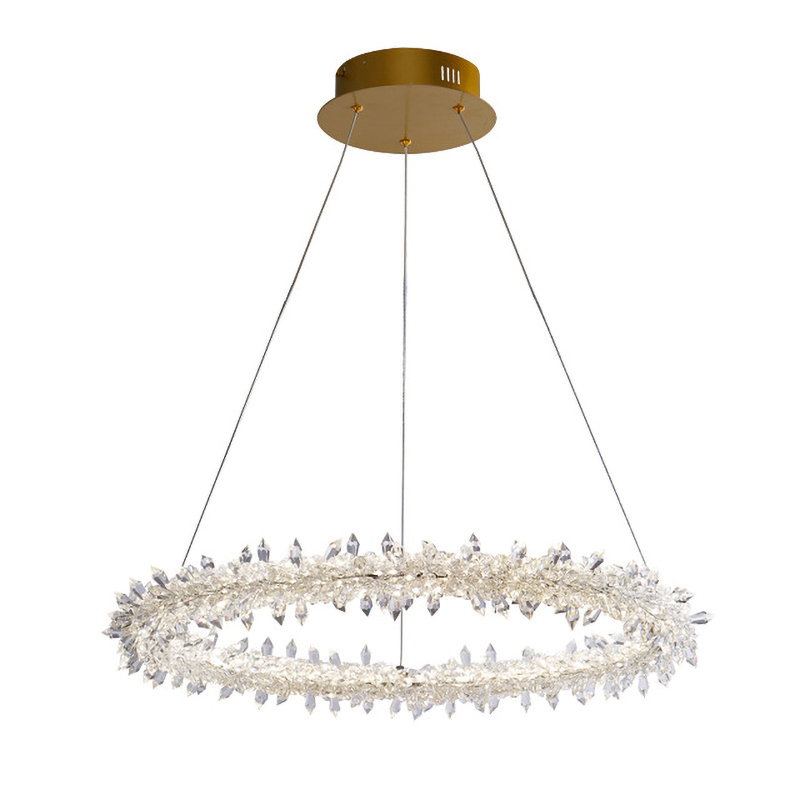 Люстра Crystal round chandelier Прозрачный Латунь Люстра Crystal round chandelier Прозрачный Латунь во Владивостоке | Loft Concept