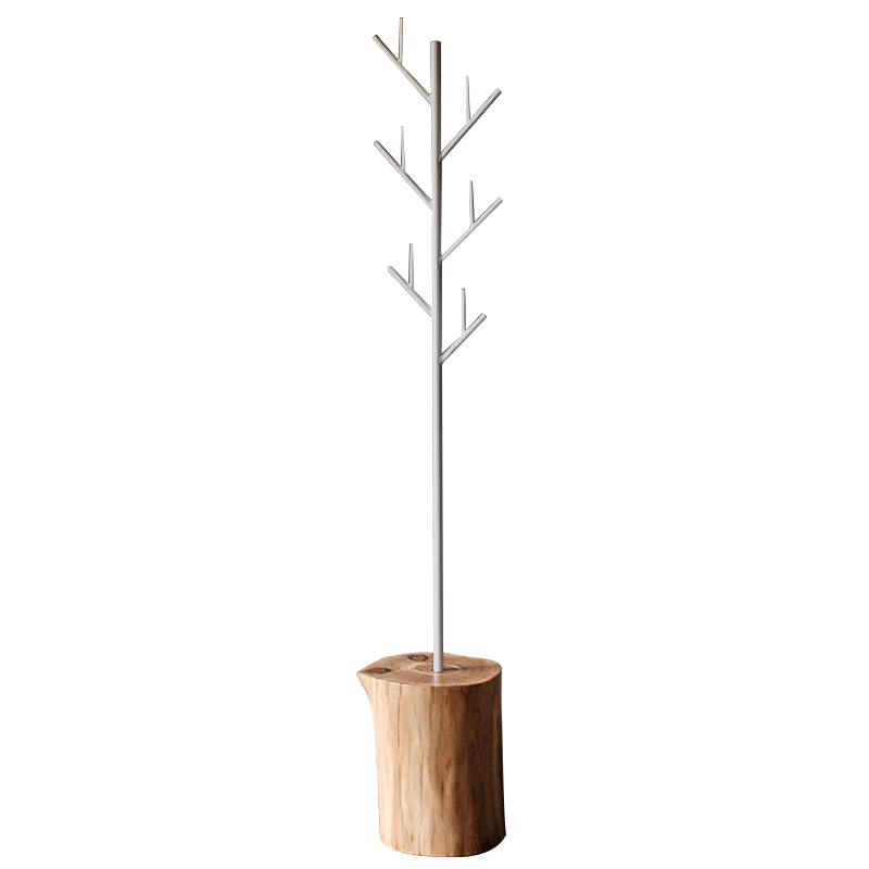 Вешалка Metal Branches and Stump Floor Hanger White Белый Светлый дуб Вешалка Metal Branches and Stump Floor Hanger White Белый Светлый дуб во Владивостоке | Loft Concept