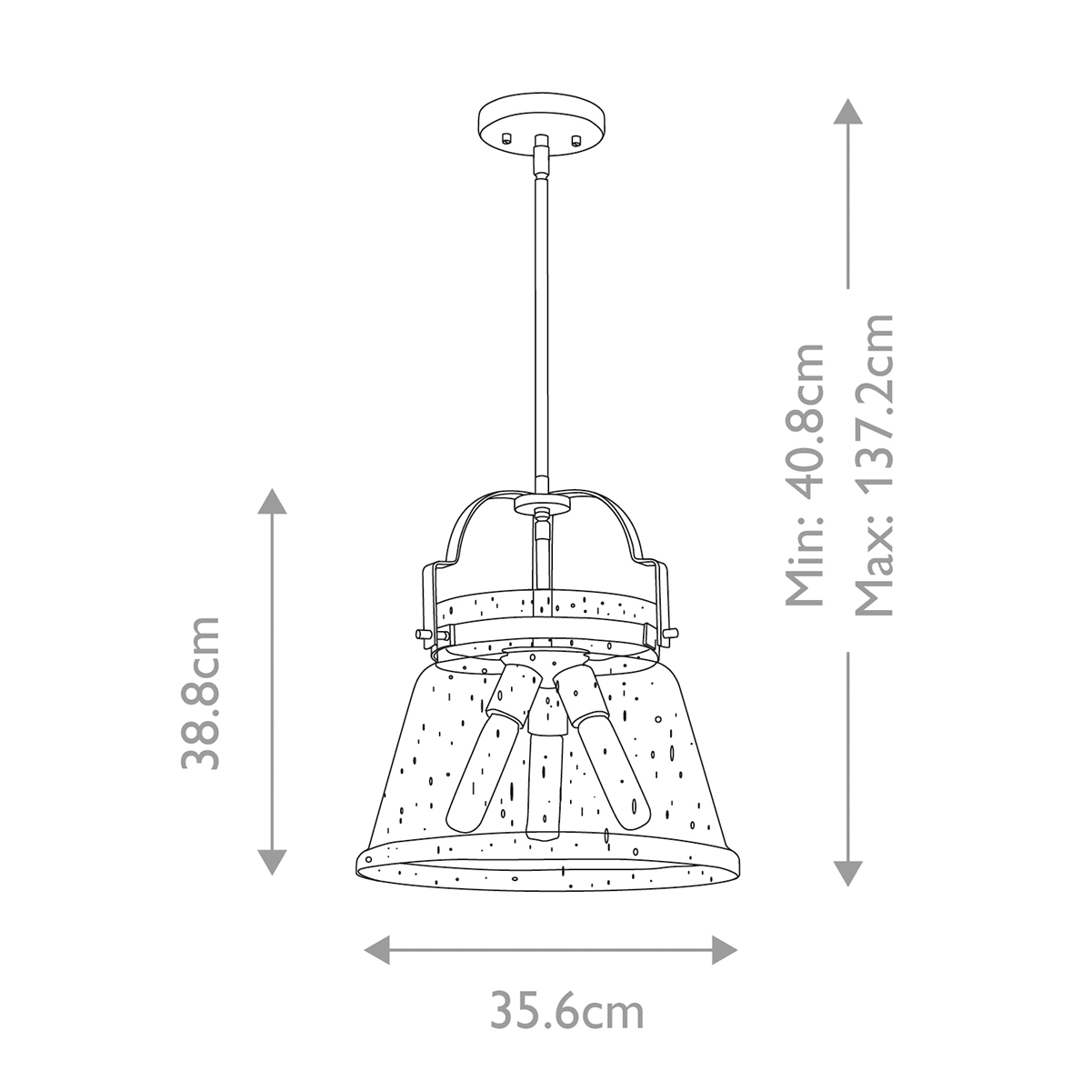 Подвесной светильник с прозрачным стеклянным плафоном в форме колокола с эффектом пузырьков и тремя лампами Quoizel во Владивостоке