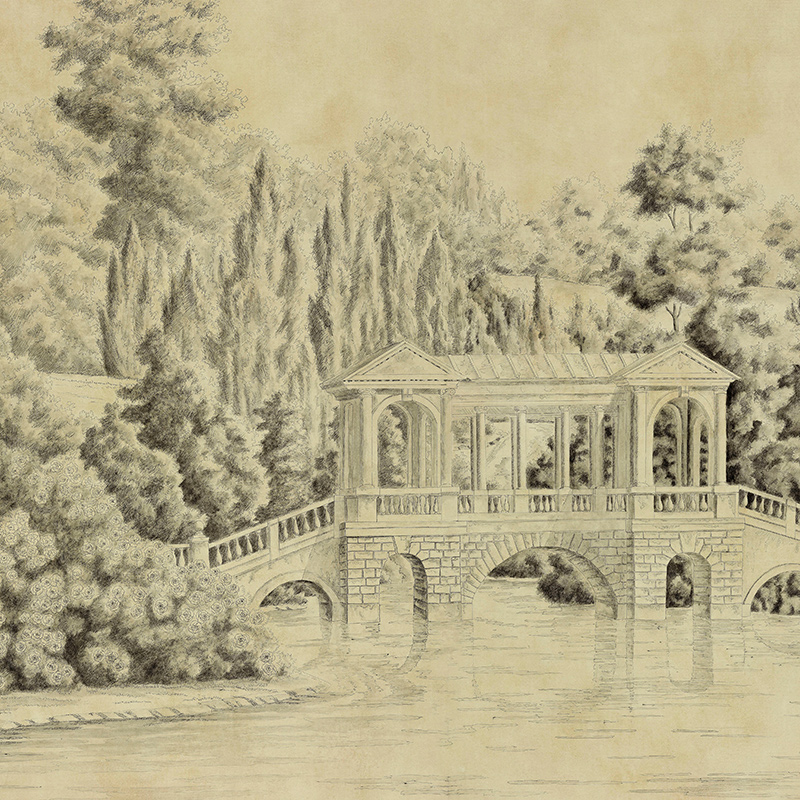 Обои ручная роспись English Landscape Special Colourway on brown painted Xuan paper Обои ручная роспись English Landscape Special Colourway on brown painted Xuan paper во Владивостоке | Loft Concept