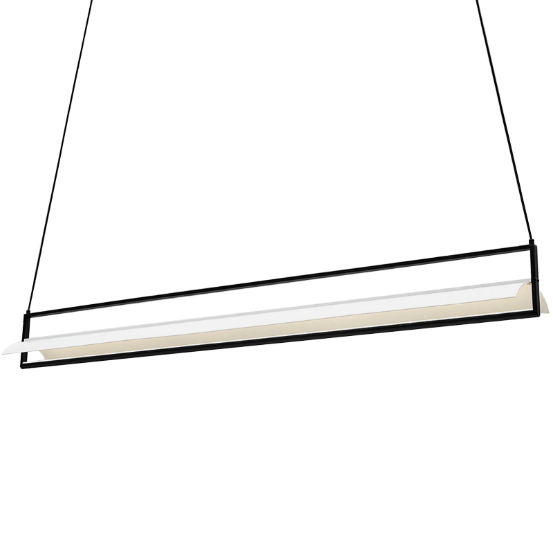 Дизайнерский линейный подвесной светильник CANVAS LINEAR RECTANGULAR HANGING LAMP Черный Белый Дизайнерский линейный подвесной светильник CANVAS LINEAR RECTANGULAR HANGING LAMP Черный Белый во Владивостоке | Loft Concept