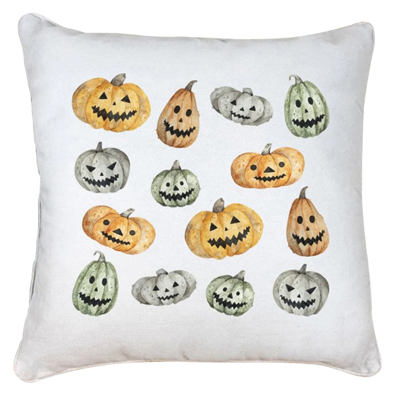 Подушка Halloween Pumpkin Белый Оранжевый Серый Подушка Halloween Pumpkin Белый Оранжевый Серый во Владивостоке | Loft Concept