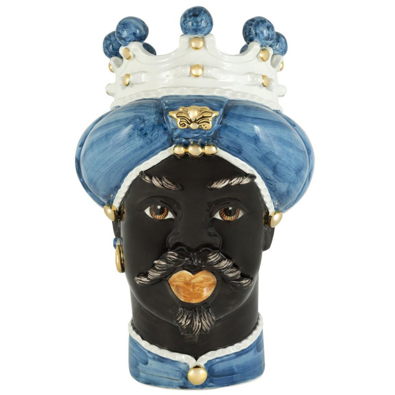 Ваза Vase Moro Man Medium New Blue Синий Черный Белый Золотой Ваза Vase Moro Man Medium New Blue Синий Черный Белый Золотой во Владивостоке | Loft Concept