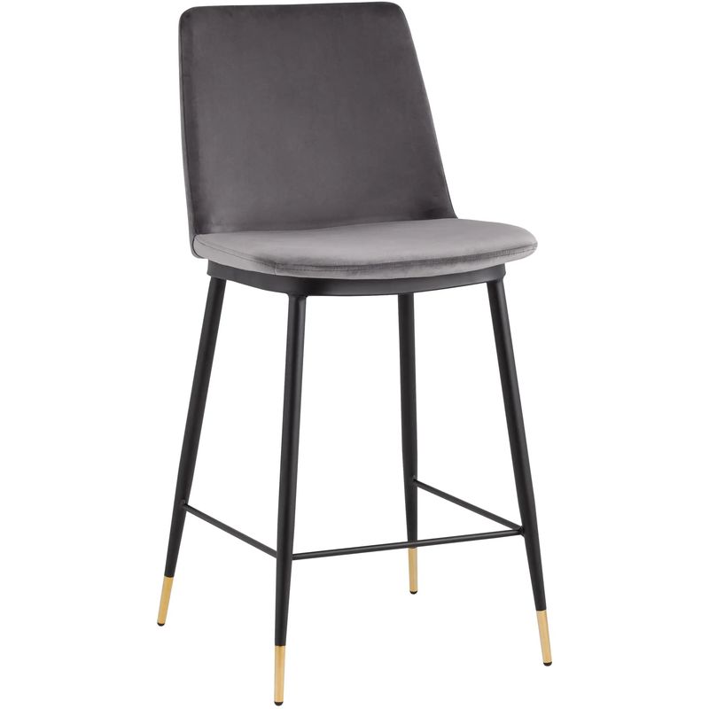 Полубарный Стул Melissa Chair Серый Велюр Серый Черный Полубарный Стул Melissa Chair Серый Велюр Серый Черный во Владивостоке | Loft Concept
