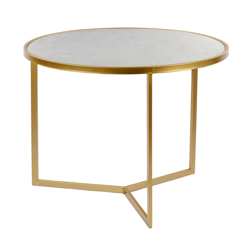Приставной стол Round Table Marble Золотой Белый Мрамор Bianco во Владивостоке | Loft Concept 