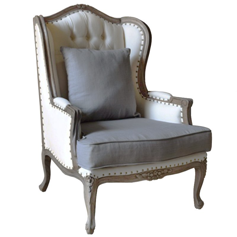 Кресло Villa Grandfather linen ivory ( слоновая кость ) Дерево Темно-Серый Кресло Villa Grandfather linen ivory ( слоновая кость ) Дерево Темно-Серый во Владивостоке | Loft Concept