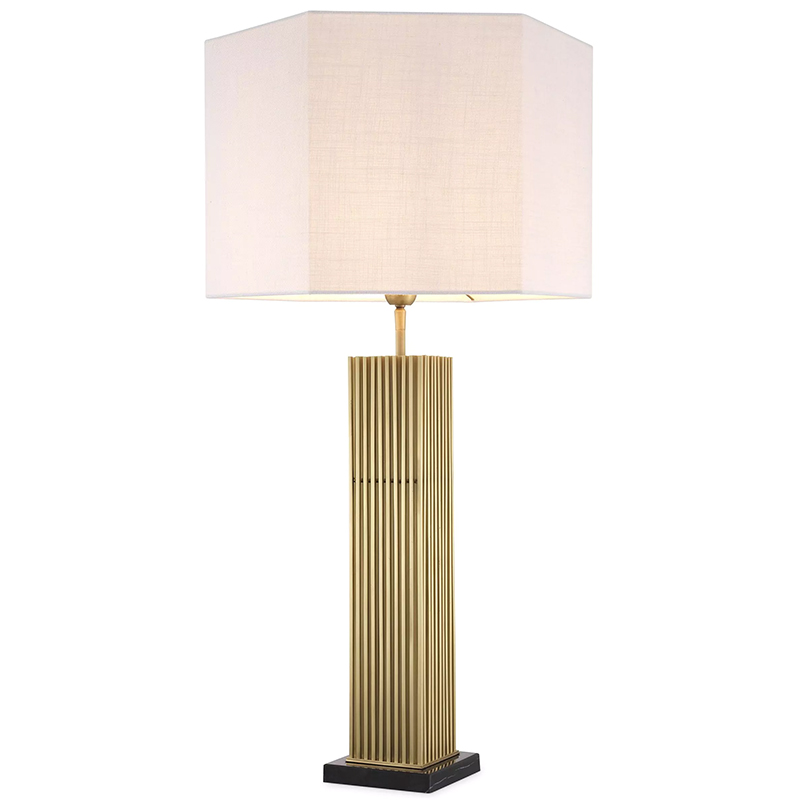 Настольная лампа Eichholtz Table Lamp Viggo Brass Латунь Белый во Владивостоке | Loft Concept 