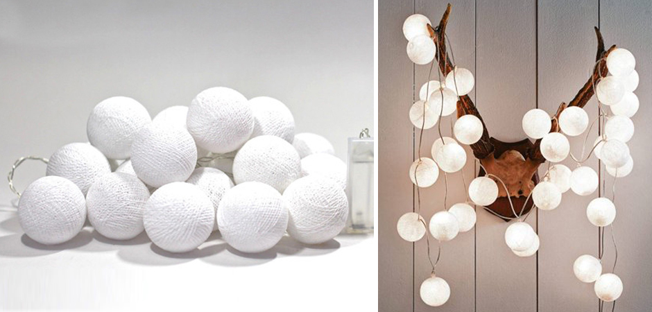 Гирлянда хлопковые фонарики Сotton Ball White - Loft-Concept во Владивостоке