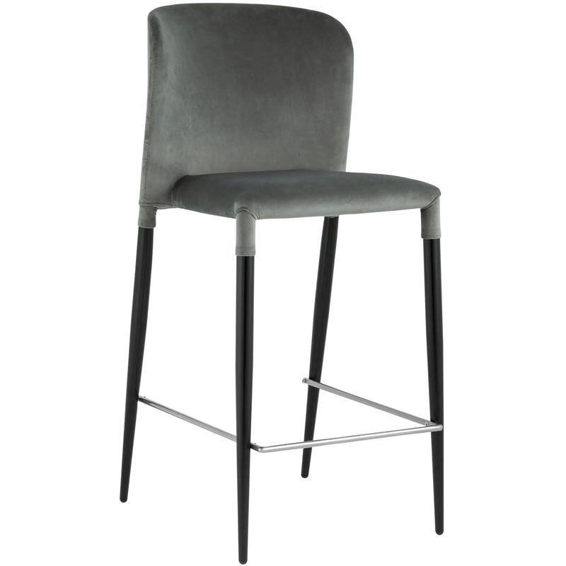 Барный Стул Lori Chair Серый Велюр Серый Черный Барный Стул Lori Chair Серый Велюр Серый Черный во Владивостоке | Loft Concept