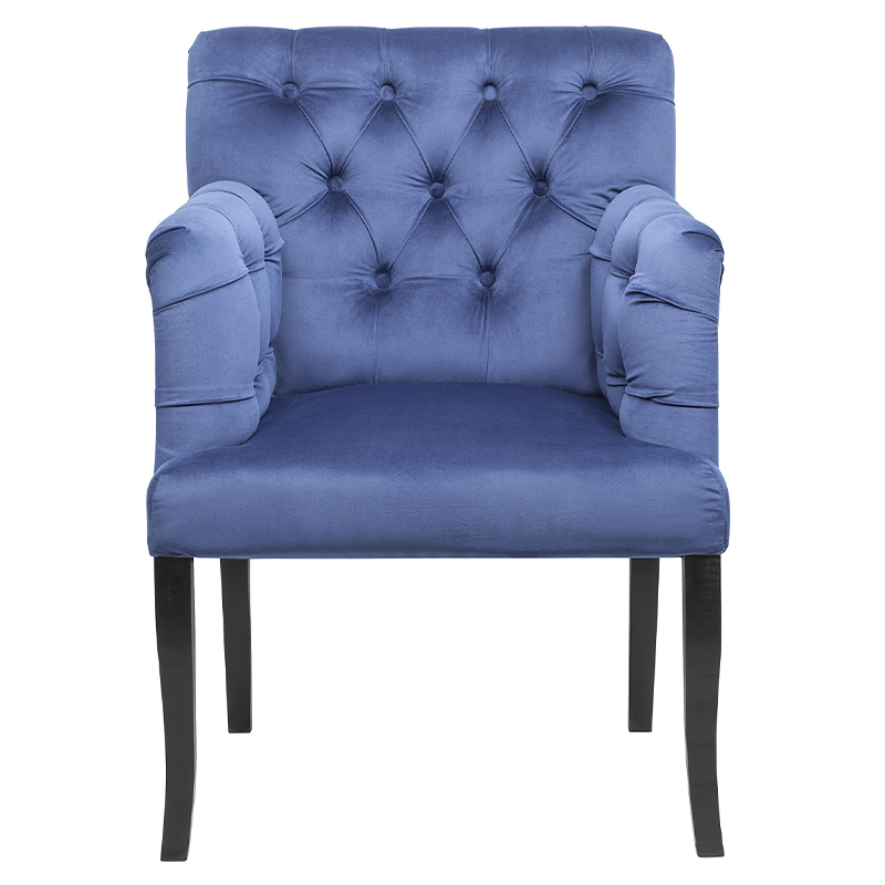 Кресло Addison Chic Armchair deep blue velour Синий Черный Кресло Addison Chic Armchair deep blue velour Синий Черный во Владивостоке | Loft Concept