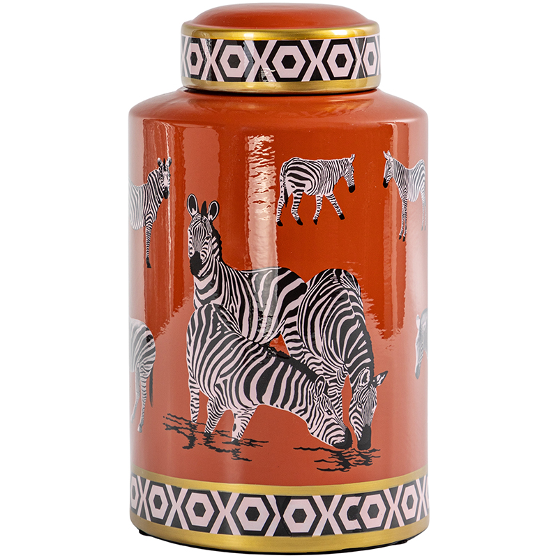 Ваза с крышкой Zebra Orange Vase Оранжевый Золотой Черно-белый Ваза с крышкой Zebra Orange Vase Оранжевый Золотой Черно-белый во Владивостоке | Loft Concept