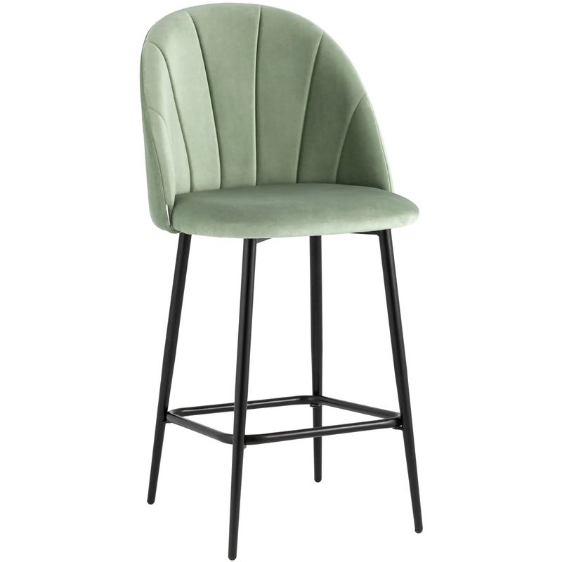 Барный Стул Balsari S Chair Фисташковый Велюр Зеленый Черный Барный Стул Balsari S Chair Фисташковый Велюр Зеленый Черный во Владивостоке | Loft Concept