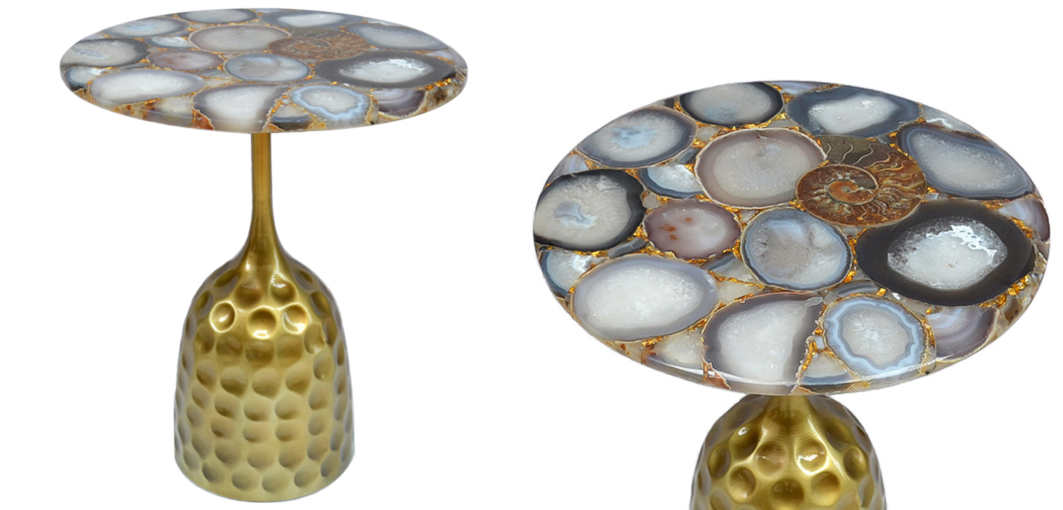 Приставной стол Cluster Surface Beige Agate Side Table - фото