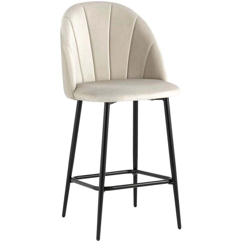 Барный Стул Balsari S Chair Молочный Велюр Молочный Черный Барный Стул Balsari S Chair Молочный Велюр Молочный Черный во Владивостоке | Loft Concept